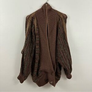 ESCADA MOHAIR BLEND MULTICOLOR BROWN CARDIGAN SWEATER WOMEN'S SIZE 40